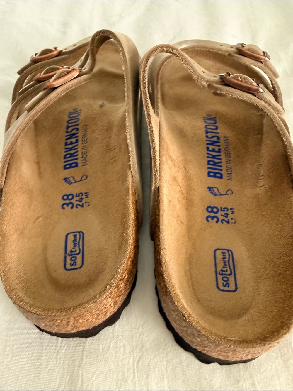 Never Worn - Birkenstock Florida Soft Footbed Triple-Strap Sandals - Taupe - Picture 2 of 6